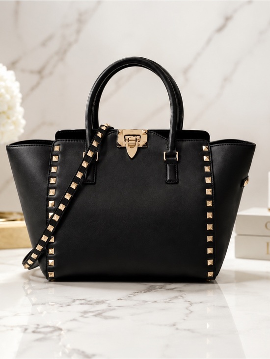 Valentino Handbags - Valentino Garavani Large Black Leather Rockstud Tote Satchel Bag Strap COA